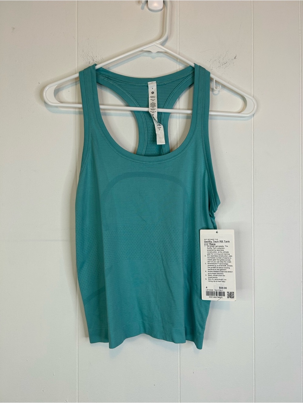 Lululemon Swiftly Tech RB Tank Women’s Size 4 Teal New Activewear Athleisure 325